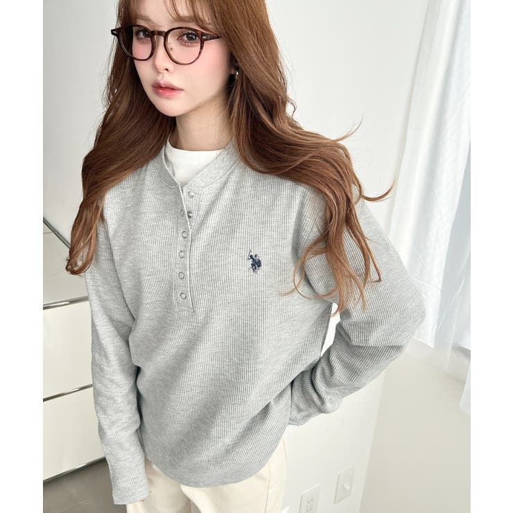 U.S.POLO ASSNワンポイント刺繍ワッフルヘンリーネックプルオーバー | moment+ | 詳細画像26 