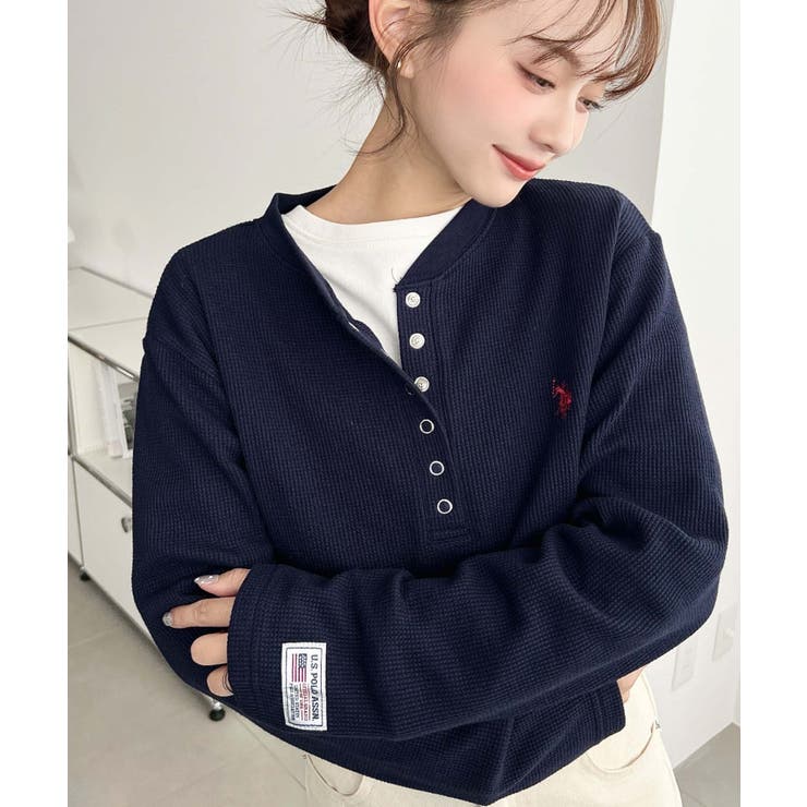 U.S.POLO ASSNワンポイント刺繍ワッフルヘンリーネックプルオーバー | moment+ | 詳細画像33 