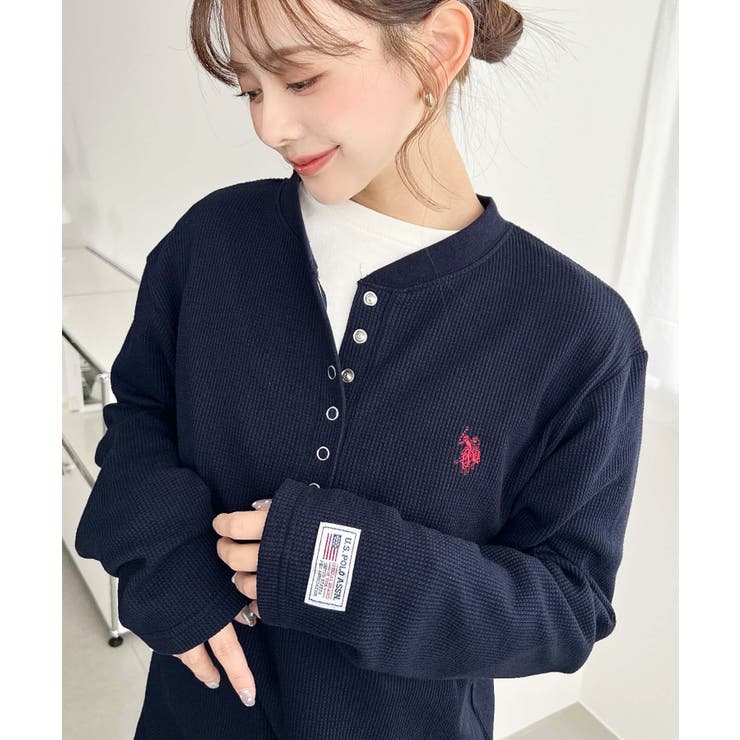 U.S.POLO ASSNワンポイント刺繍ワッフルヘンリーネックプルオーバー | moment+ | 詳細画像46 