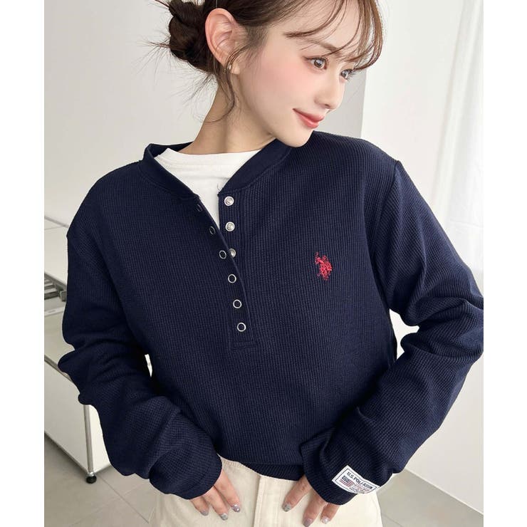 U.S.POLO ASSNワンポイント刺繍ワッフルヘンリーネックプルオーバー | moment+ | 詳細画像47 
