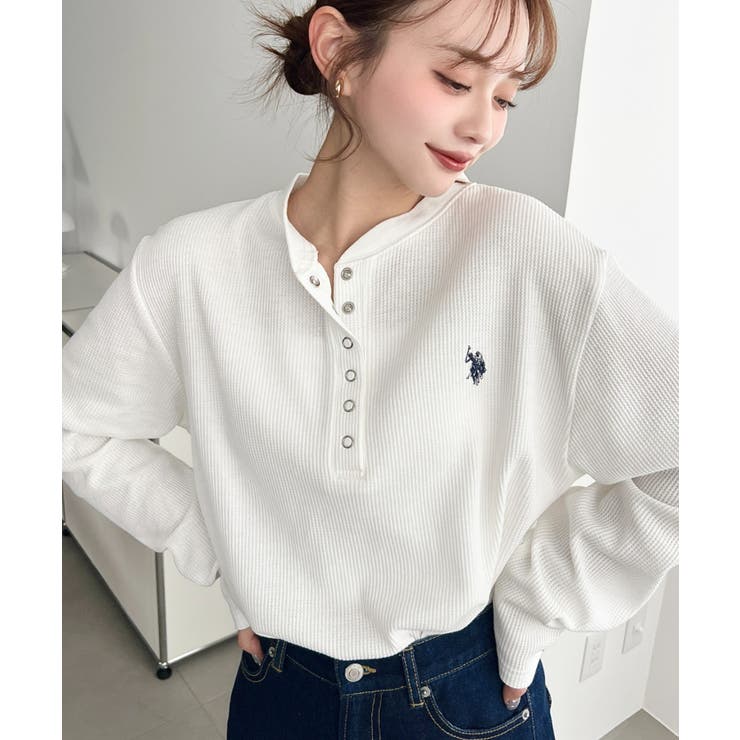 U.S.POLO ASSNワンポイント刺繍ワッフルヘンリーネックプルオーバー | moment+ | 詳細画像5 