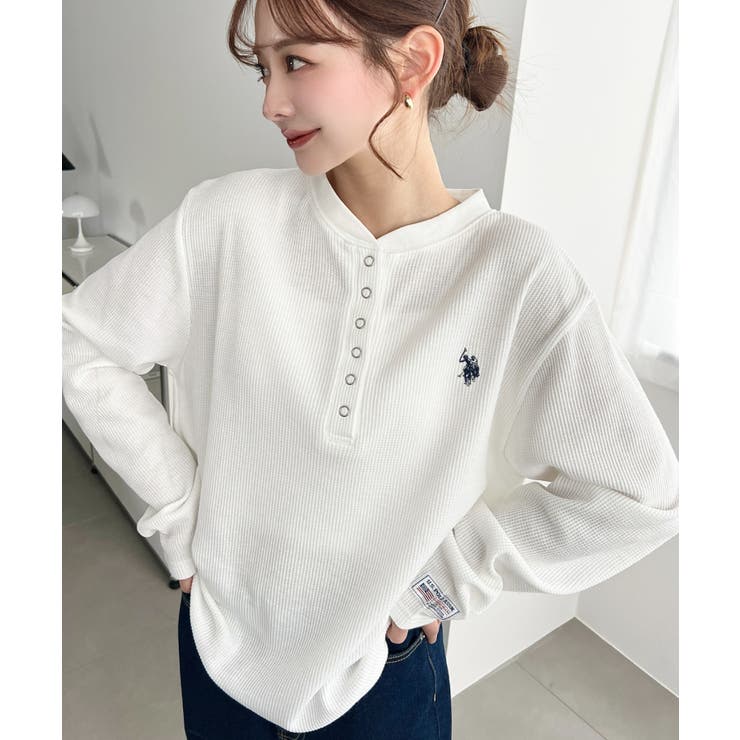 U.S.POLO ASSNワンポイント刺繍ワッフルヘンリーネックプルオーバー | moment+ | 詳細画像6 