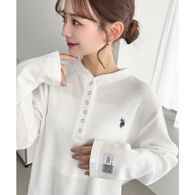 U.S.POLO ASSNワンポイント刺繍ワッフルヘンリーネックプルオーバー | moment+ | 詳細画像7 