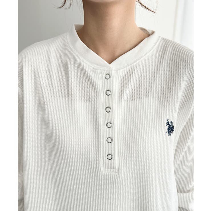U.S.POLO ASSNワンポイント刺繍ワッフルヘンリーネックプルオーバー | moment+ | 詳細画像9 