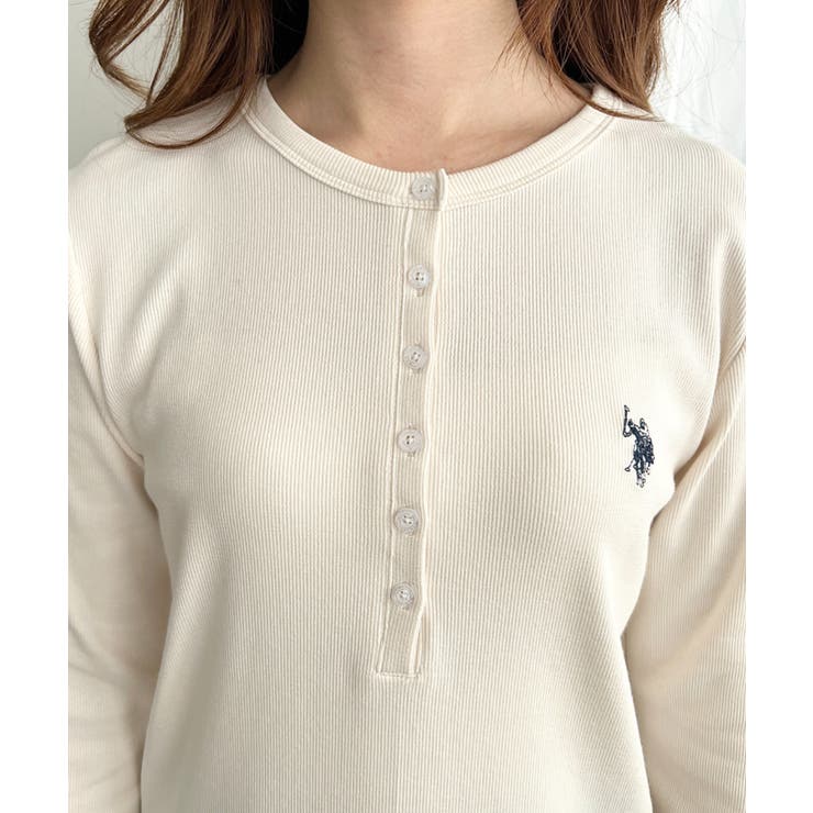 U.S.POLO ASSNワンポイント刺繍リブヘンリーネックプルオーバー | moment+ | 詳細画像10 