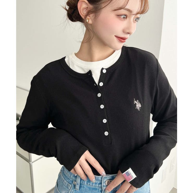 U.S.POLO ASSNワンポイント刺繍リブヘンリーネックプルオーバー | moment+ | 詳細画像13 