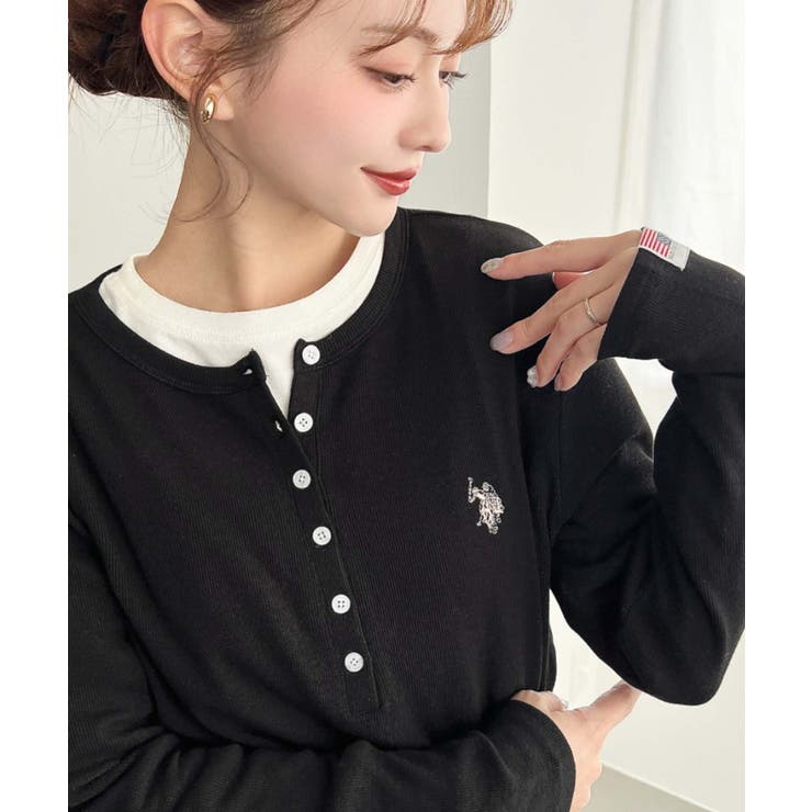 U.S.POLO ASSNワンポイント刺繍リブヘンリーネックプルオーバー | moment+ | 詳細画像15 