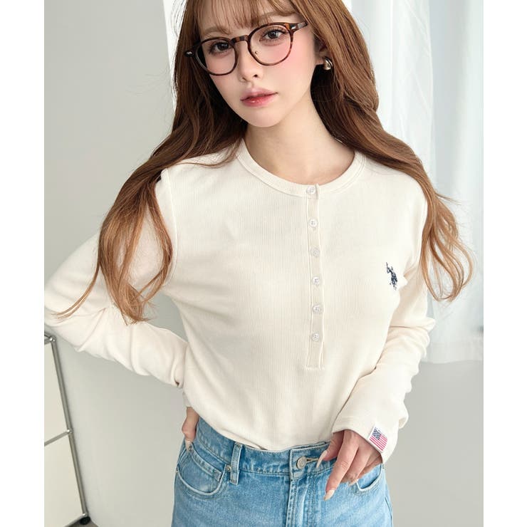 U.S.POLO ASSNワンポイント刺繍リブヘンリーネックプルオーバー | moment+ | 詳細画像2 