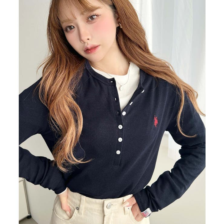 U.S.POLO ASSNワンポイント刺繍リブヘンリーネックプルオーバー | moment+ | 詳細画像23 