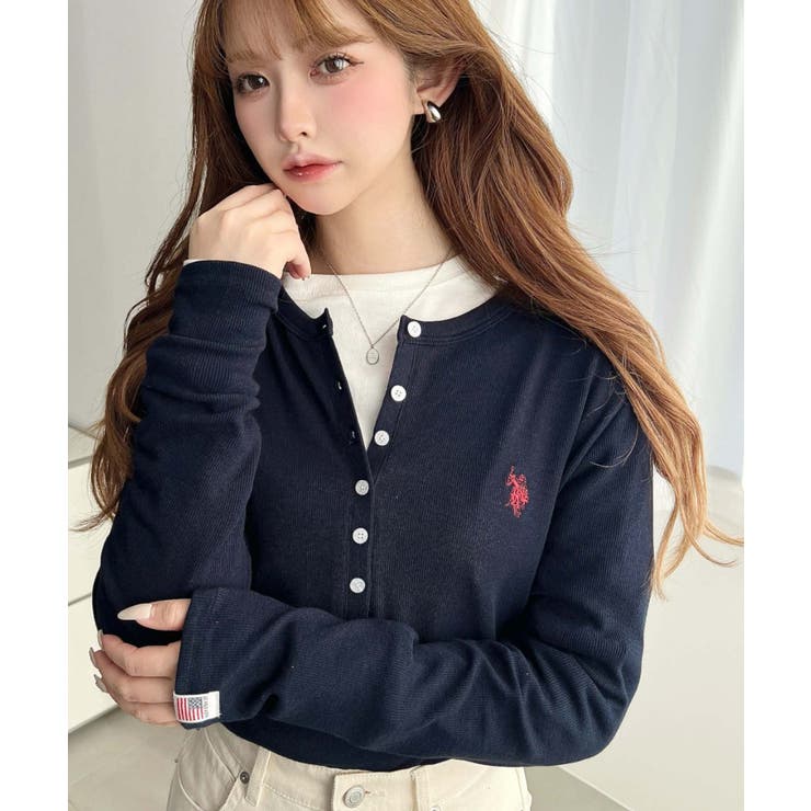 U.S.POLO ASSNワンポイント刺繍リブヘンリーネックプルオーバー | moment+ | 詳細画像24 