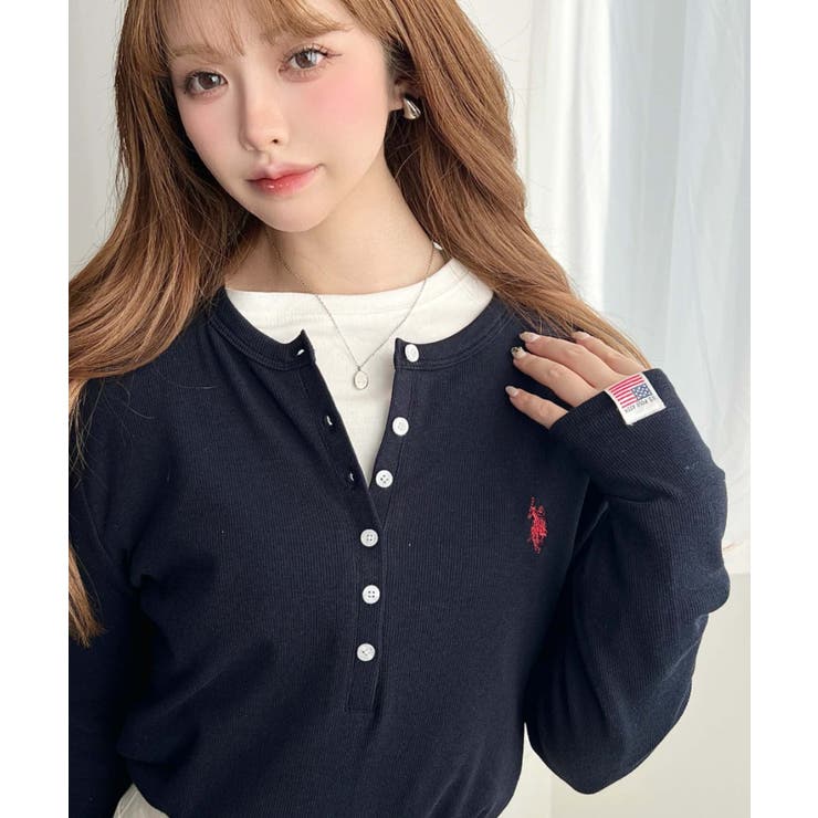 U.S.POLO ASSNワンポイント刺繍リブヘンリーネックプルオーバー | moment+ | 詳細画像25 