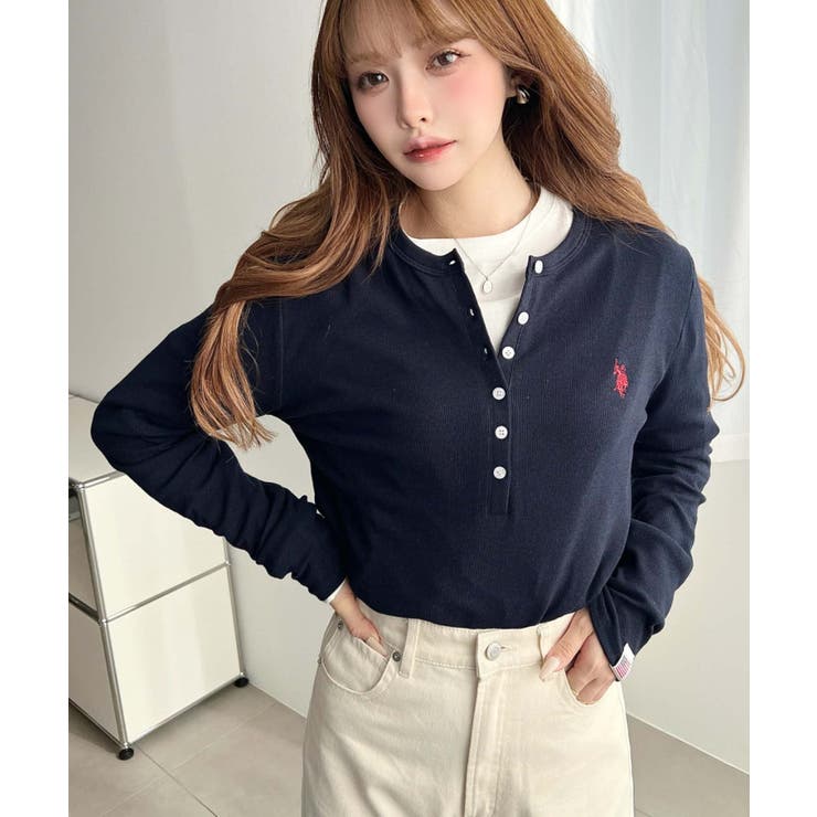 U.S.POLO ASSNワンポイント刺繍リブヘンリーネックプルオーバー | moment+ | 詳細画像27 