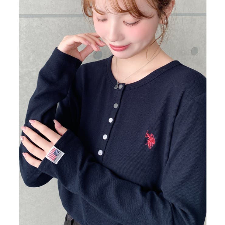 U.S.POLO ASSNワンポイント刺繍リブヘンリーネックプルオーバー | moment+ | 詳細画像29 