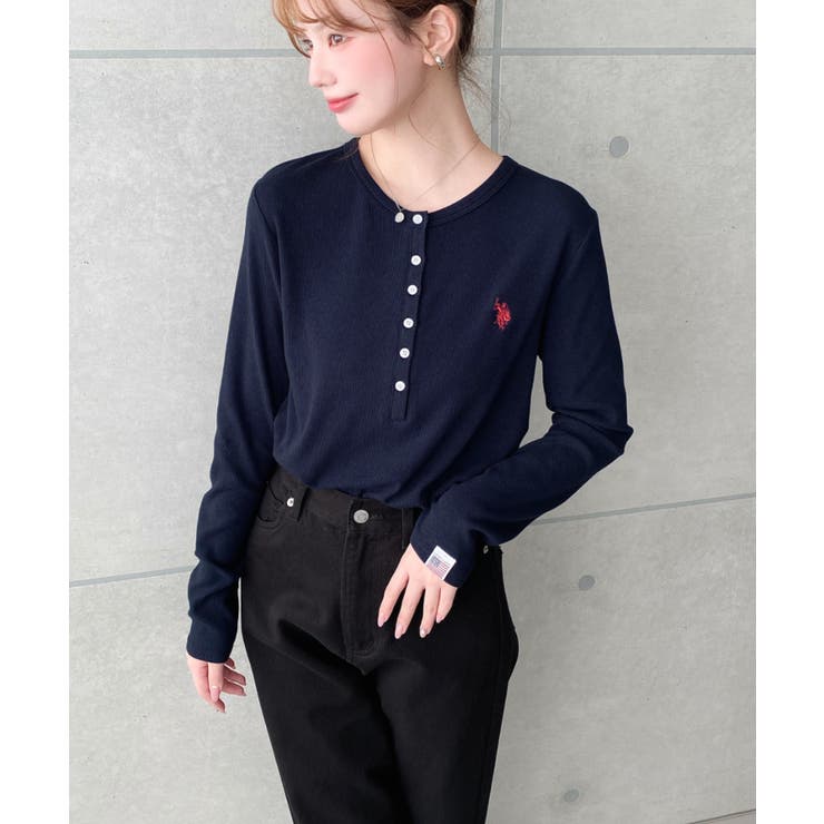 U.S.POLO ASSNワンポイント刺繍リブヘンリーネックプルオーバー | moment+ | 詳細画像31 