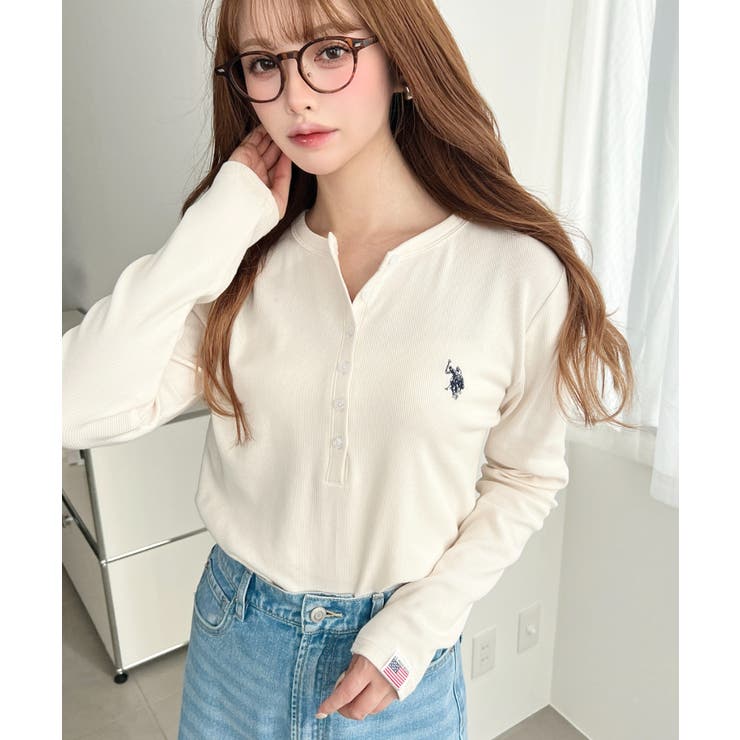 U.S.POLO ASSNワンポイント刺繍リブヘンリーネックプルオーバー | moment+ | 詳細画像4 