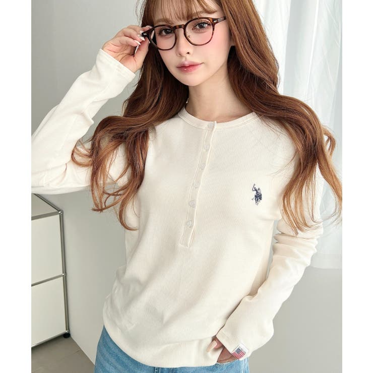 U.S.POLO ASSNワンポイント刺繍リブヘンリーネックプルオーバー | moment+ | 詳細画像6 