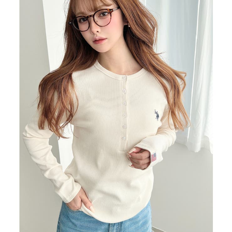 U.S.POLO ASSNワンポイント刺繍リブヘンリーネックプルオーバー | moment+ | 詳細画像8 