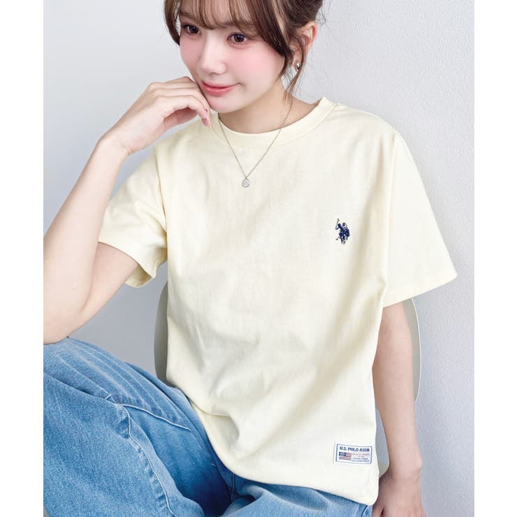 イエロー | U.S.POLO ASSN.ワンポイント刺繍半袖Tシャツ | moment+