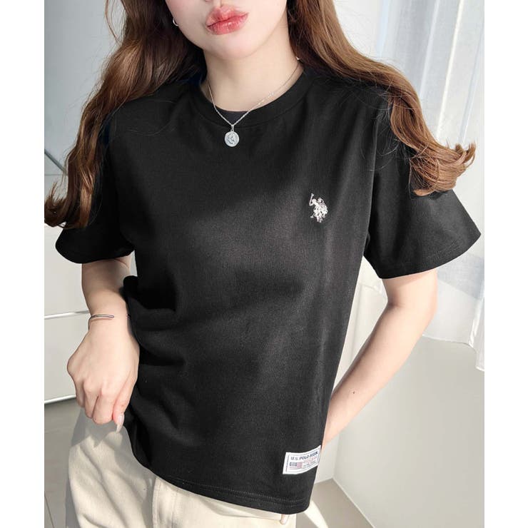 ブラック | U.S.POLO ASSN.ワンポイント刺繍半袖Tシャツ | moment+