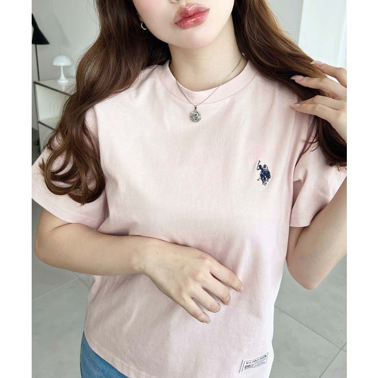 ピンク | U.S.POLO ASSN.ワンポイント刺繍半袖Tシャツ | moment+