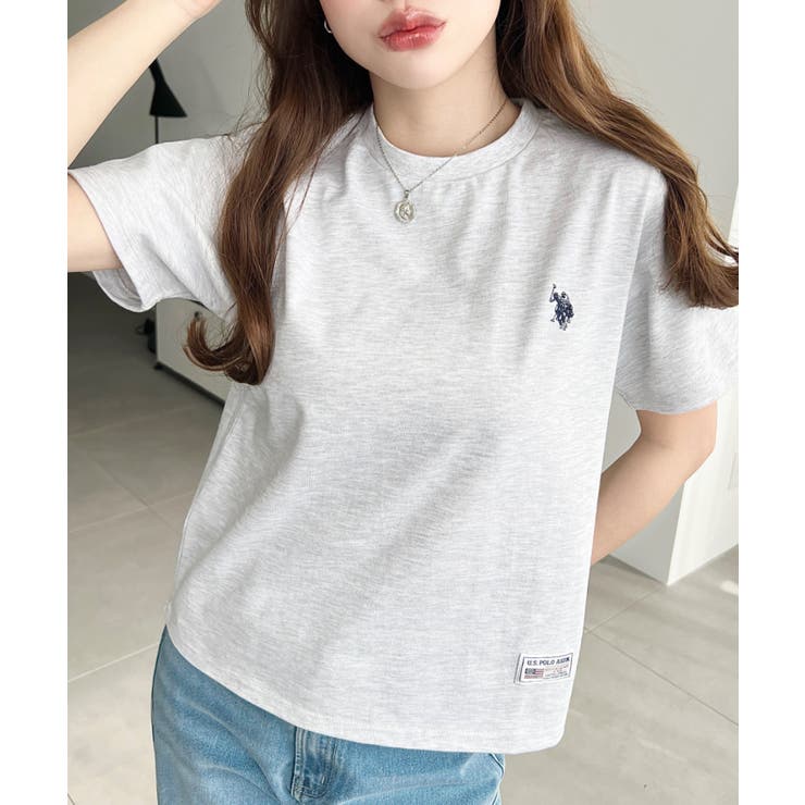 オートミール | U.S.POLO ASSN.ワンポイント刺繍半袖Tシャツ | moment+