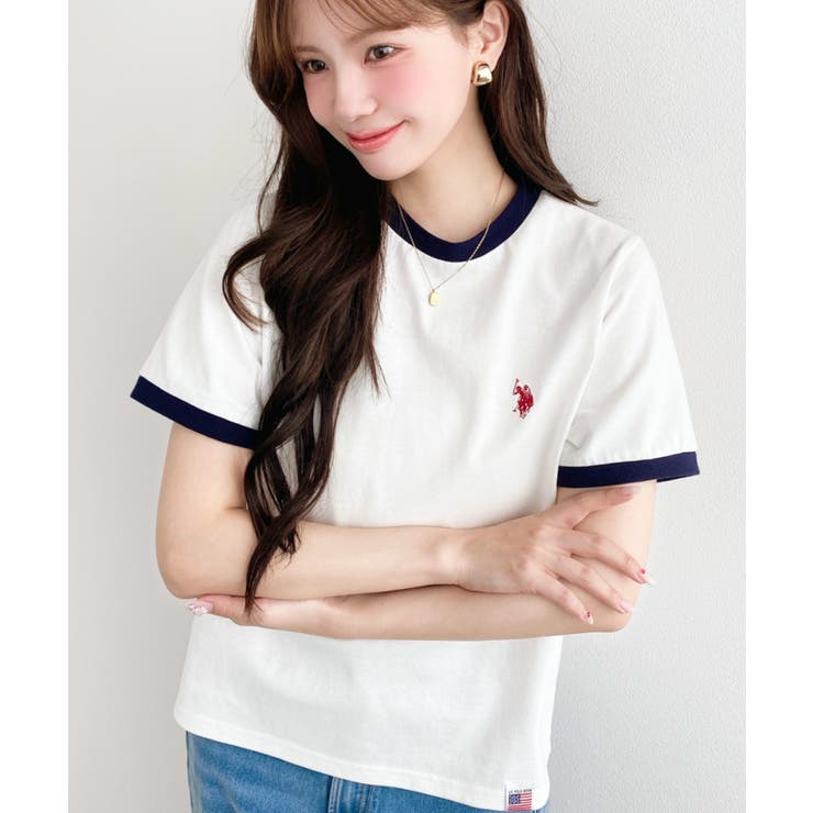 U.S.POLO ASSN.ワンポイント刺繍リンガー半袖Tシャツ | moment+ | 詳細画像13 