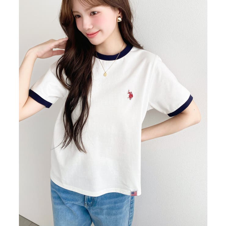 U.S.POLO ASSN.ワンポイント刺繍リンガー半袖Tシャツ | moment+ | 詳細画像17 
