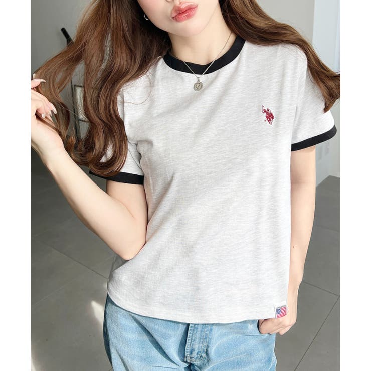 U.S.POLO ASSN.ワンポイント刺繍リンガー半袖Tシャツ | moment+ | 詳細画像18 