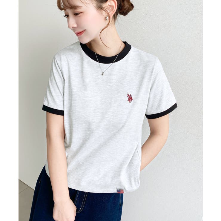 U.S.POLO ASSN.ワンポイント刺繍リンガー半袖Tシャツ | moment+ | 詳細画像24 