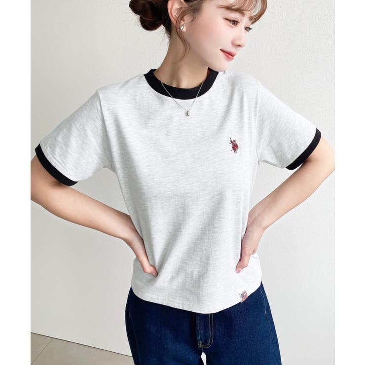 U.S.POLO ASSN.ワンポイント刺繍リンガー半袖Tシャツ | moment+ | 詳細画像27 