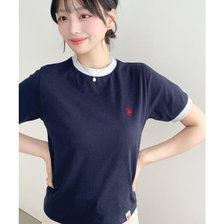U.S.POLO ASSN.ワンポイント刺繍リンガー半袖Tシャツ | moment+ | 詳細画像29 