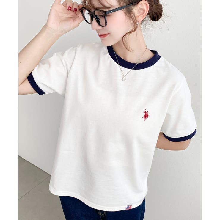U.S.POLO ASSN.ワンポイント刺繍リンガー半袖Tシャツ | moment+ | 詳細画像3 