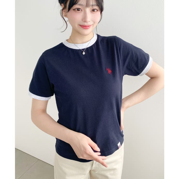 U.S.POLO ASSN.ワンポイント刺繍リンガー半袖Tシャツ | moment+ | 詳細画像30 