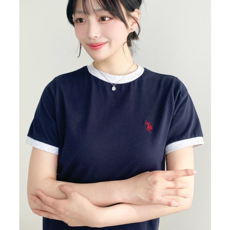 U.S.POLO ASSN.ワンポイント刺繍リンガー半袖Tシャツ | moment+ | 詳細画像31 