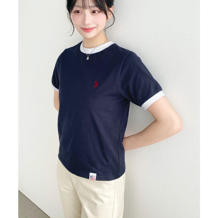 U.S.POLO ASSN.ワンポイント刺繍リンガー半袖Tシャツ | moment+ | 詳細画像32 