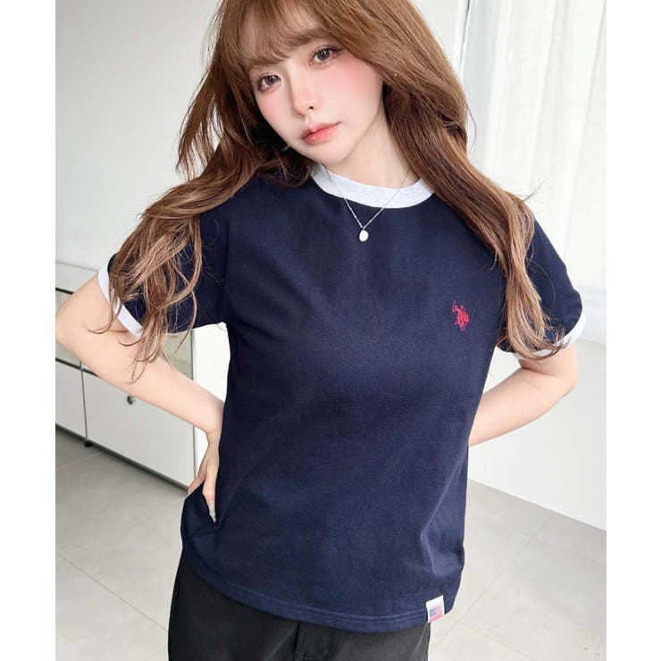 U.S.POLO ASSN.ワンポイント刺繍リンガー半袖Tシャツ | moment+ | 詳細画像33 