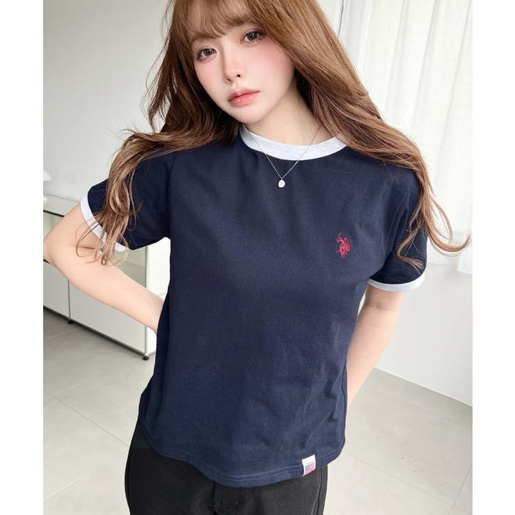 U.S.POLO ASSN.ワンポイント刺繍リンガー半袖Tシャツ | moment+ | 詳細画像34 