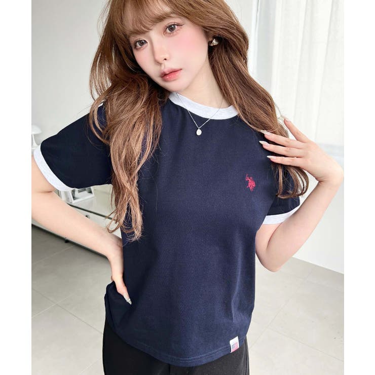 U.S.POLO ASSN.ワンポイント刺繍リンガー半袖Tシャツ | moment+ | 詳細画像35 