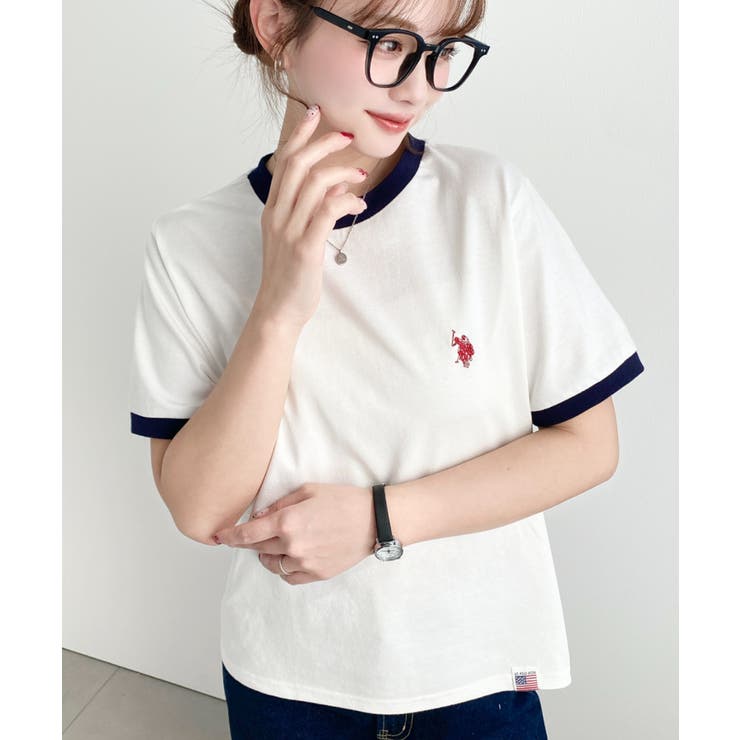 U.S.POLO ASSN.ワンポイント刺繍リンガー半袖Tシャツ | moment+ | 詳細画像4 