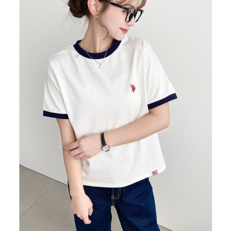 U.S.POLO ASSN.ワンポイント刺繍リンガー半袖Tシャツ | moment+ | 詳細画像5 