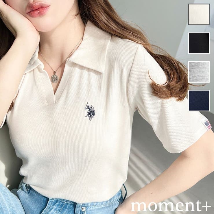 U.S.POLO ASSN.ワンポイント刺繍スキッパー衿半袖カットソー | moment+ | 詳細画像1 