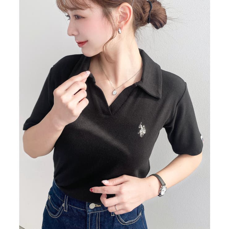 U.S.POLO ASSN.ワンポイント刺繍スキッパー衿半袖カットソー | moment+ | 詳細画像12 