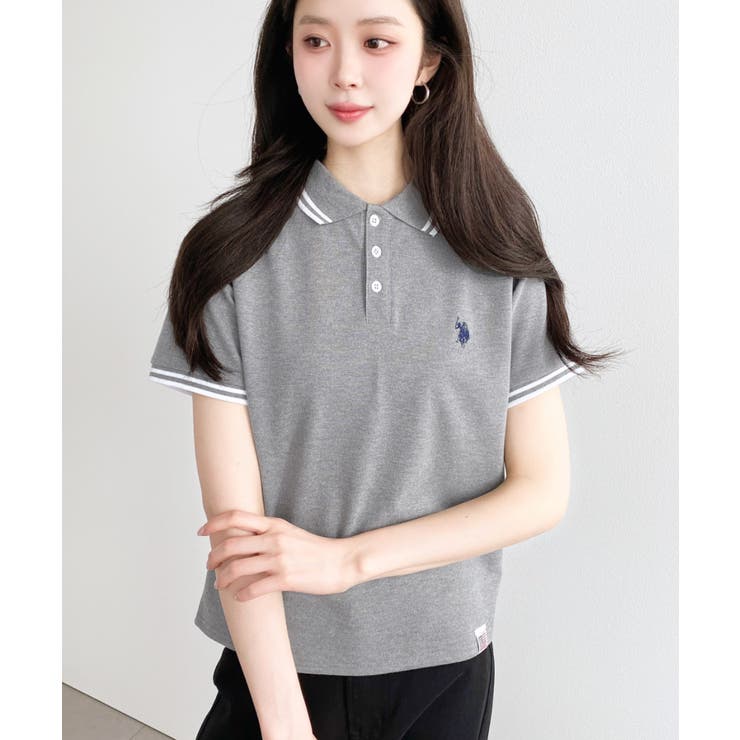 U.S.POLO ASSN.ワンポイント刺繍配色ラインリブ半袖ポロシャツ | moment+ | 詳細画像34 