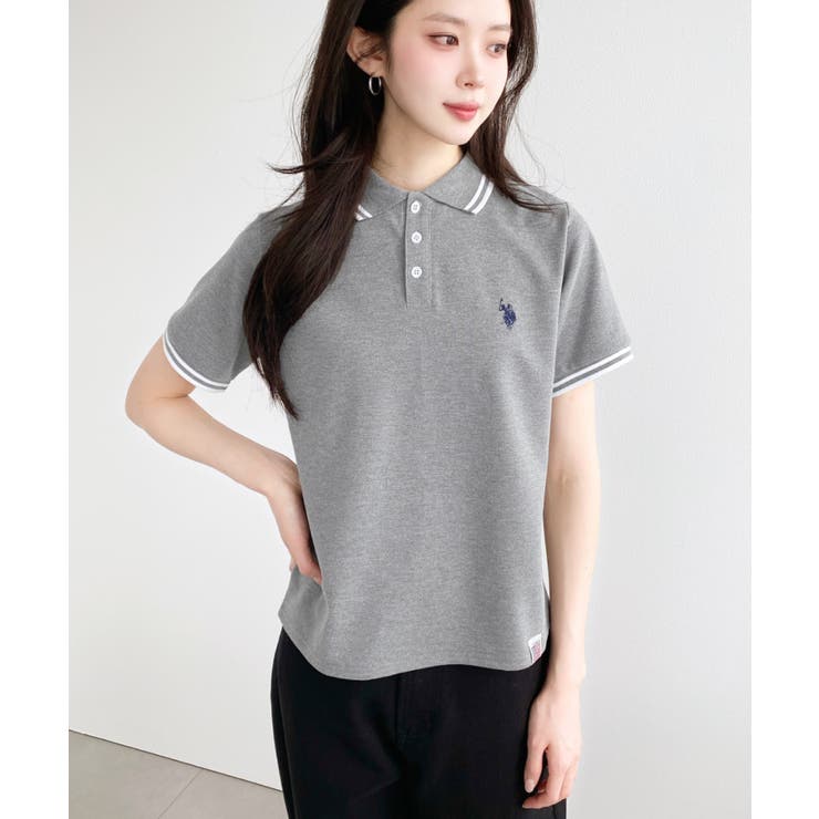 U.S.POLO ASSN.ワンポイント刺繍配色ラインリブ半袖ポロシャツ | moment+ | 詳細画像36 