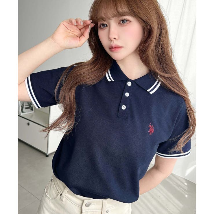 U.S.POLO ASSN.ワンポイント刺繍配色ラインリブ半袖ポロシャツ | moment+ | 詳細画像38 