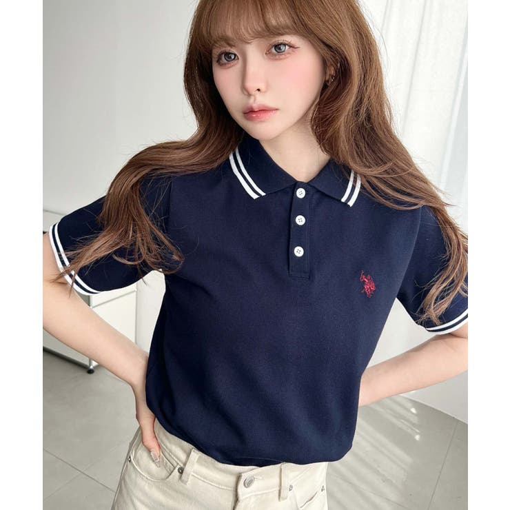 U.S.POLO ASSN.ワンポイント刺繍配色ラインリブ半袖ポロシャツ | moment+ | 詳細画像39 