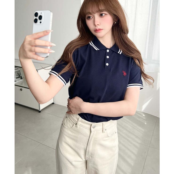 U.S.POLO ASSN.ワンポイント刺繍配色ラインリブ半袖ポロシャツ | moment+ | 詳細画像41 