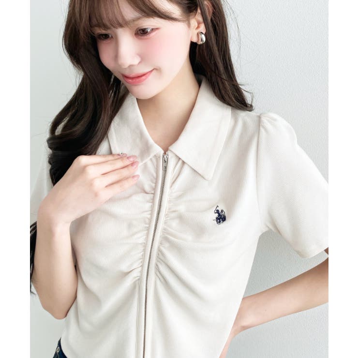 U.S.POLO ASSN.ワンポイント刺繍Wジップギャザーえり付きカーデ | moment+ | 詳細画像16 