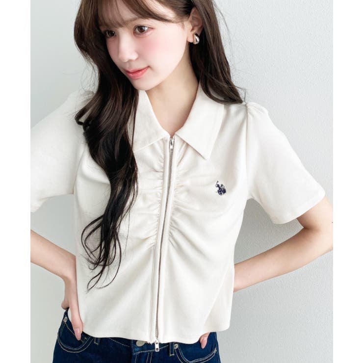 U.S.POLO ASSN.ワンポイント刺繍Wジップギャザーえり付きカーデ | moment+ | 詳細画像17 
