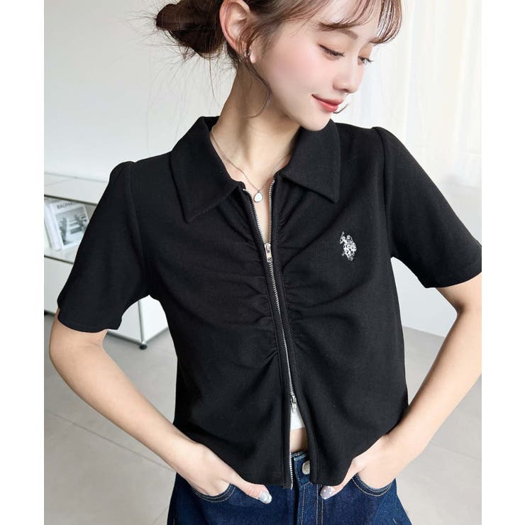 U.S.POLO ASSN.ワンポイント刺繍Wジップギャザーえり付きカーデ | moment+ | 詳細画像18 